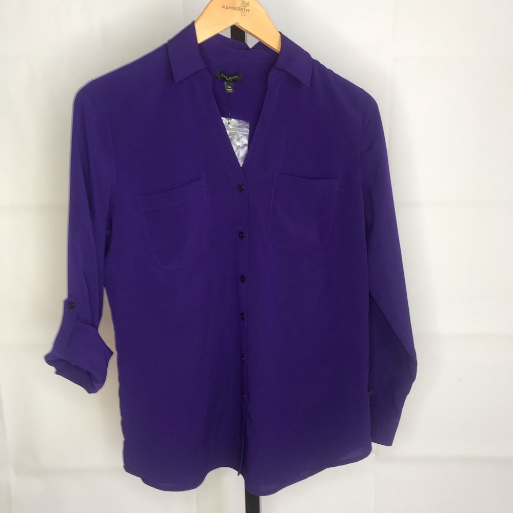 Talbots purple button up blouse